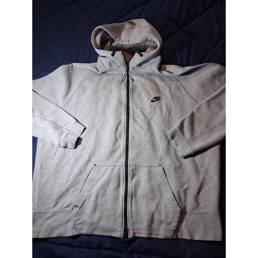 Nike Mens Full Zip Tech fleece Hoodie Gray Raglan Sleeve Sweatshirt XXL